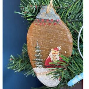 Wooden Painted Santa Ornament